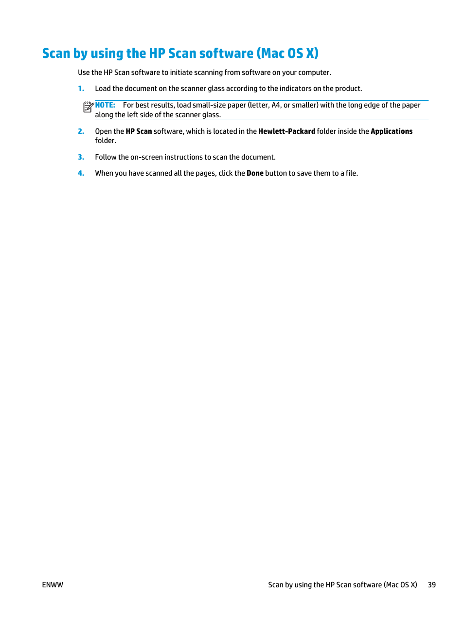 Scan by using the hp scan software (mac os x) | HP Color LaserJet Pro MFP M177fw User Manual | Page 49 / 120