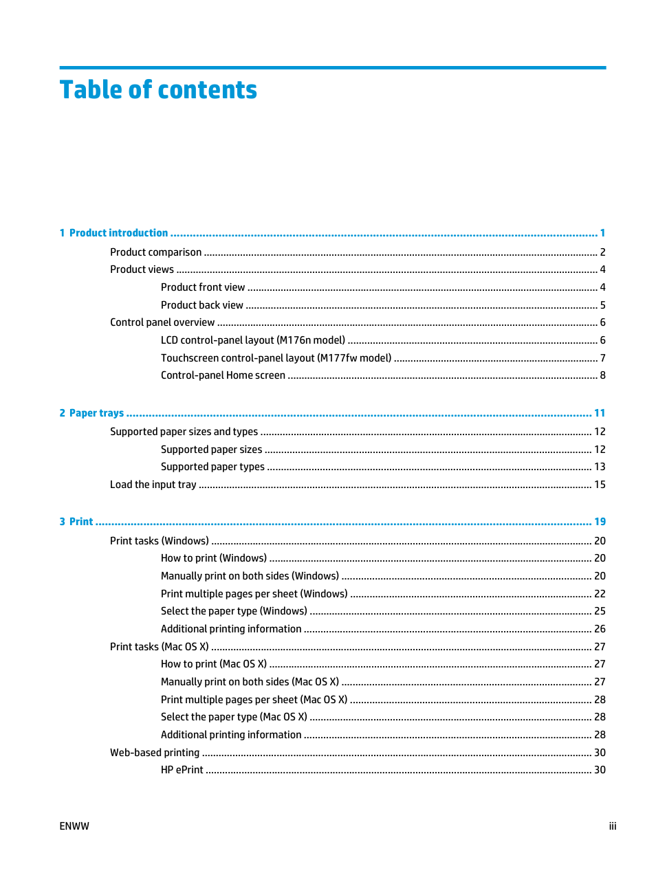 HP Color LaserJet Pro MFP M177fw User Manual | Page 5 / 120