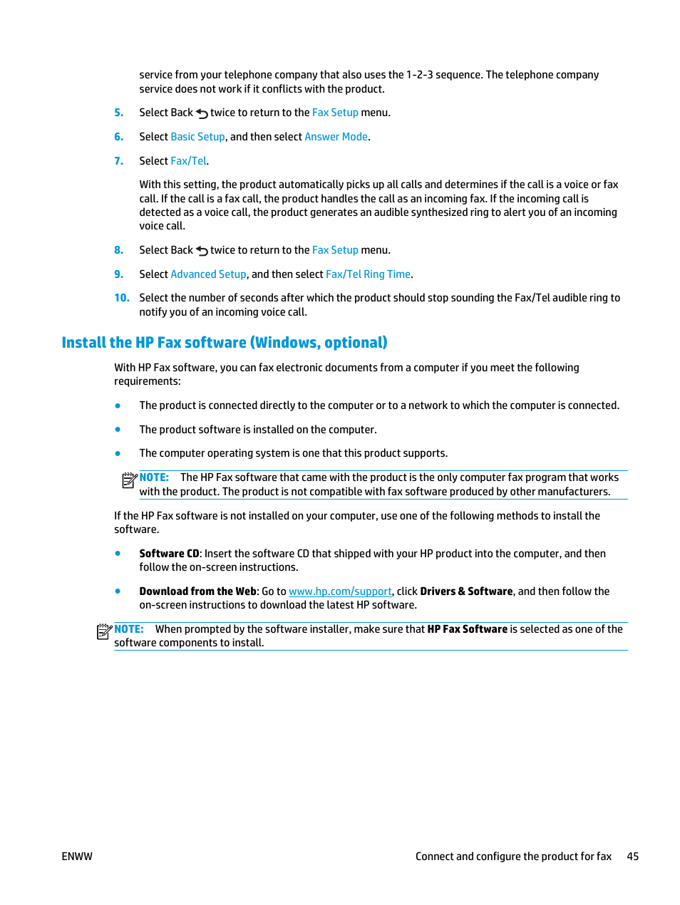 Install the hp fax software (windows, optional) | HP Color LaserJet Pro MFP M177fw User Manual | Page 55 / 120