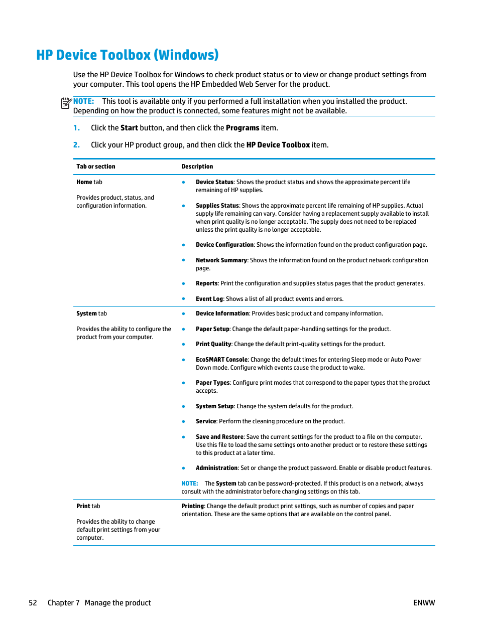 Hp device toolbox (windows) | HP Color LaserJet Pro MFP M177fw User Manual | Page 62 / 120