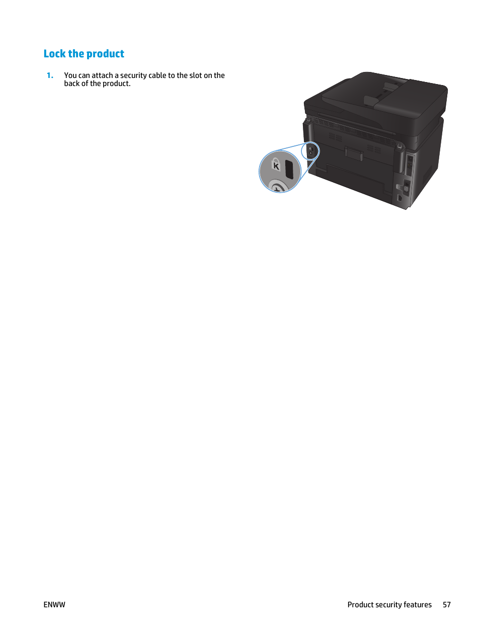 Lock the product | HP Color LaserJet Pro MFP M177fw User Manual | Page 67 / 120