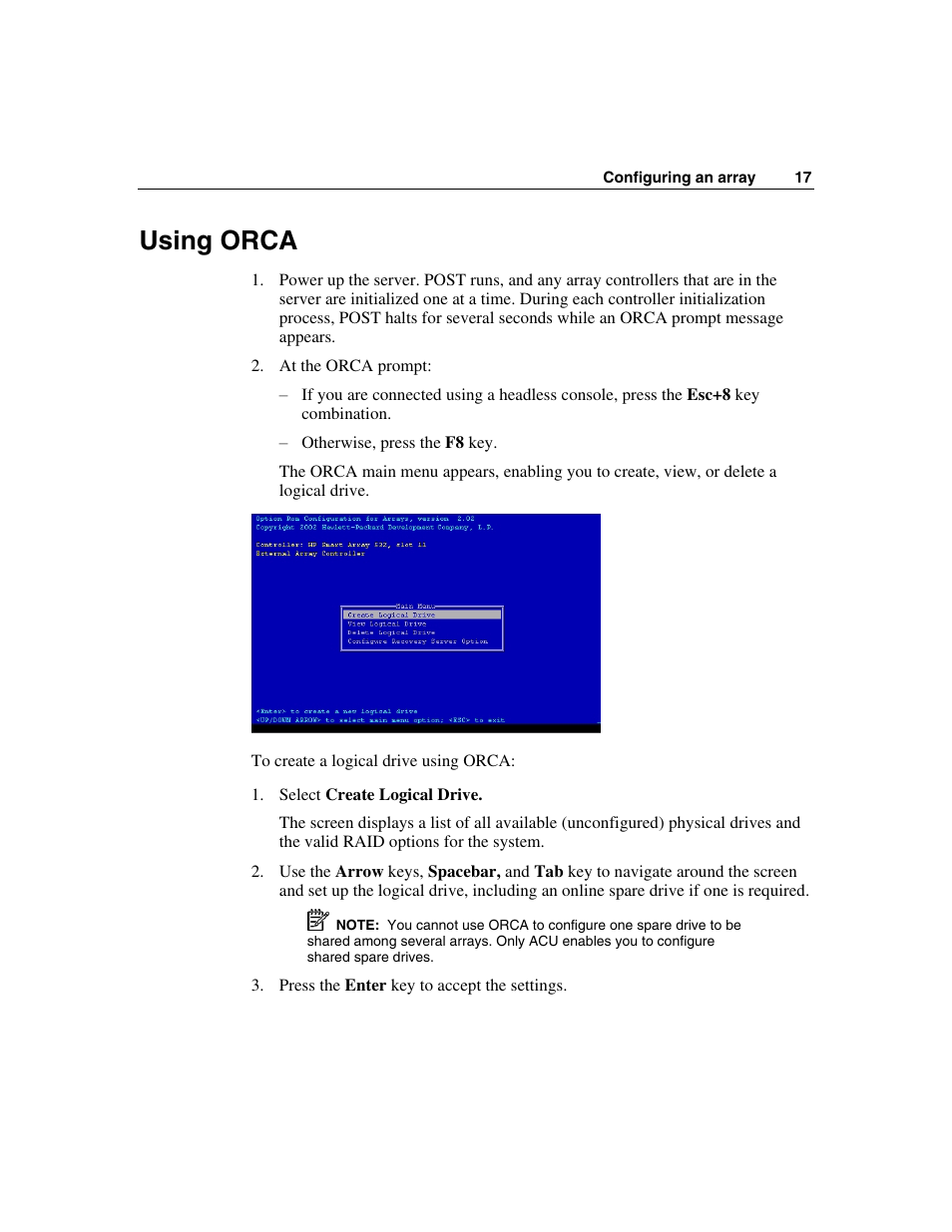 Using orca | HP Smart Array P600-Controller User Manual | Page 17 / 58