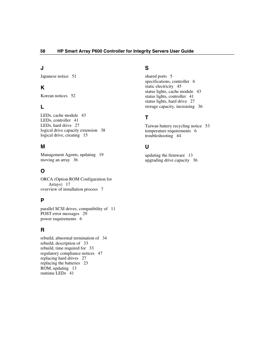 HP Smart Array P600-Controller User Manual | Page 58 / 58