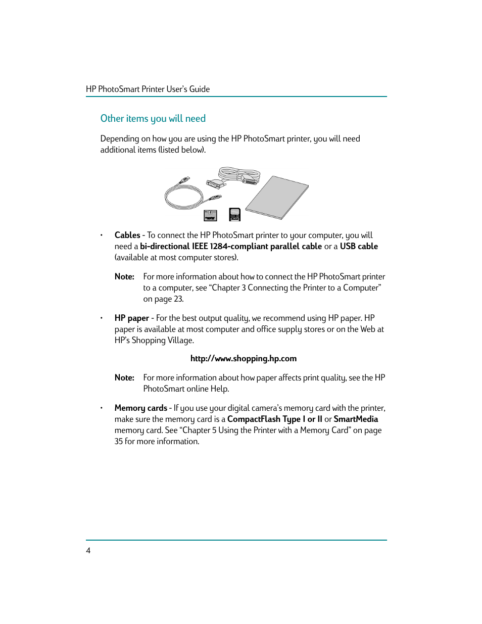 Other items you will need, Http://www.shopping.hp.com, Other items gou will need | HP Photosmart p1000 1000 Printer User Manual | Page 10 / 70