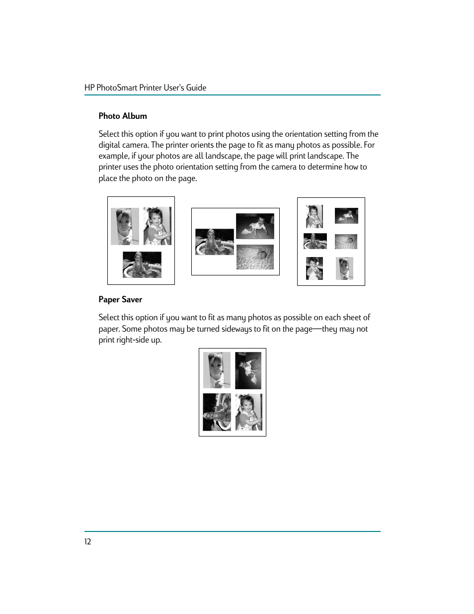 Photo album, Paper saver | HP Photosmart p1000 1000 Printer User Manual | Page 18 / 70