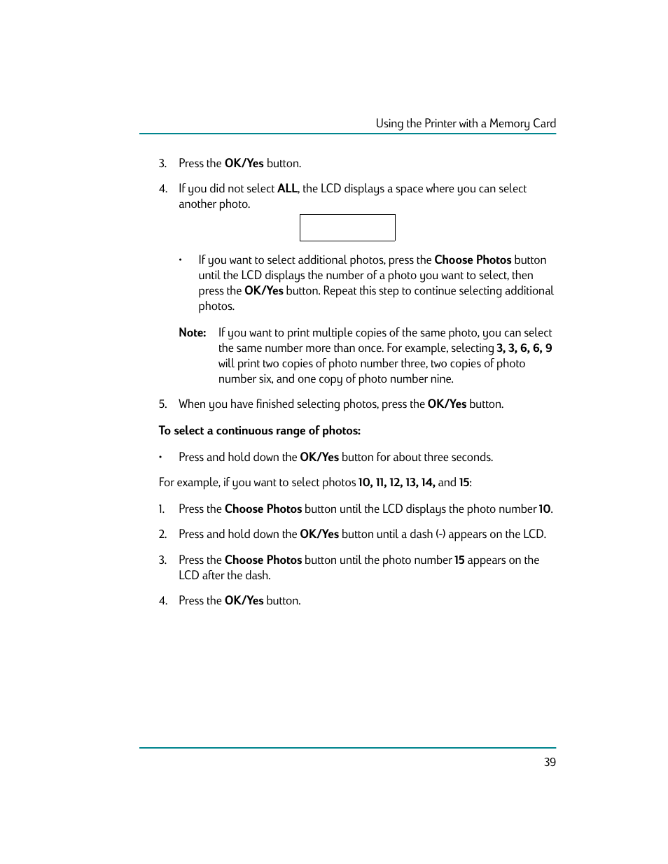 To select a continuous range of photos | HP Photosmart p1000 1000 Printer User Manual | Page 45 / 70