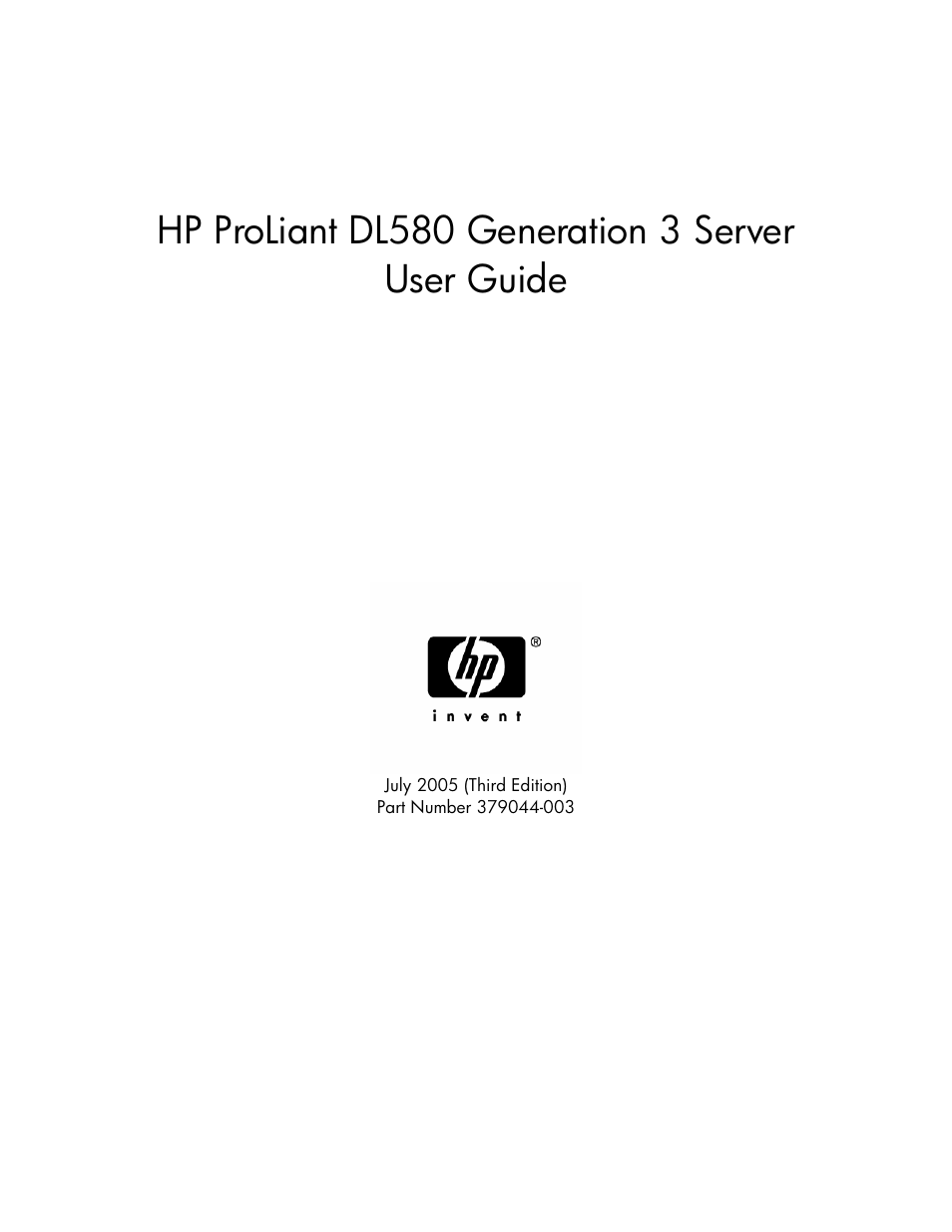 HP ProLiant DL580 G3 Server User Manual | 190 pages