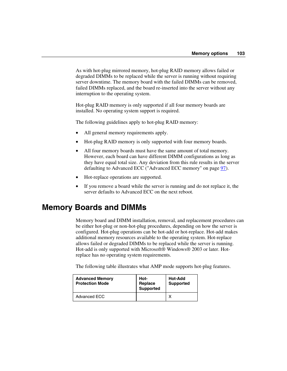 Memory boards and dimms | HP ProLiant DL580 G3 Server User Manual | Page 103 / 190