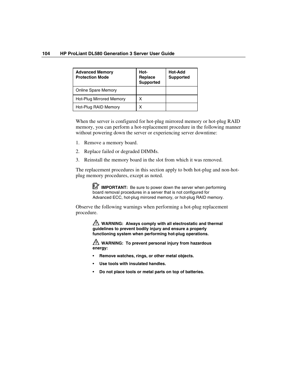 HP ProLiant DL580 G3 Server User Manual | Page 104 / 190