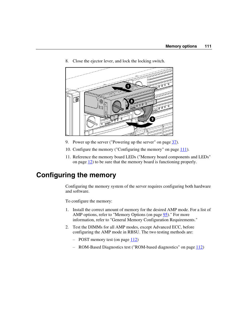 Configuring the memory | HP ProLiant DL580 G3 Server User Manual | Page 111 / 190