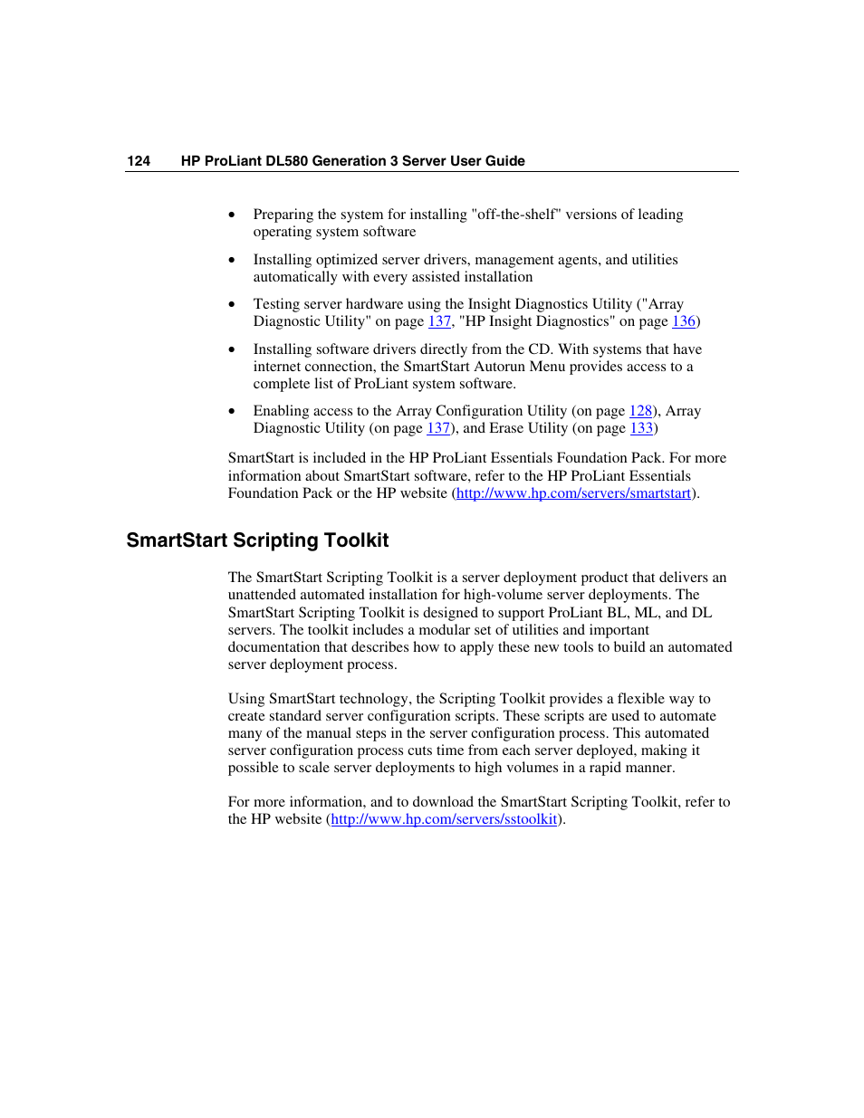 Smartstart scripting toolkit | HP ProLiant DL580 G3 Server User Manual | Page 124 / 190