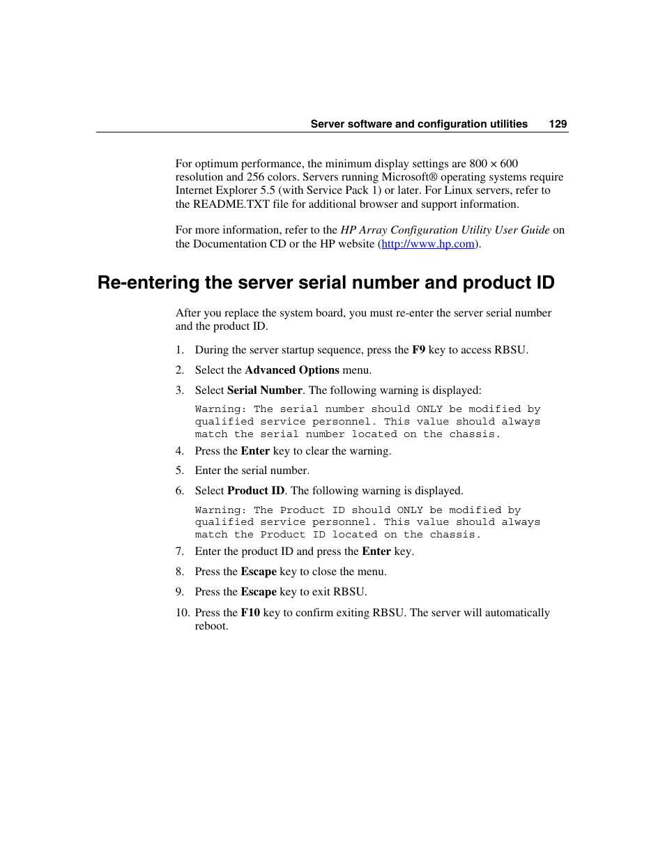 HP ProLiant DL580 G3 Server User Manual | Page 129 / 190