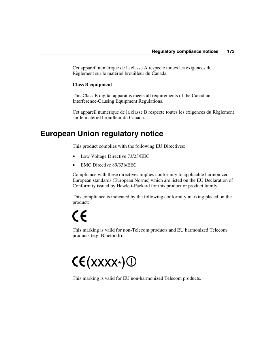 European union regulatory notice | HP ProLiant DL580 G3 Server User Manual | Page 173 / 190