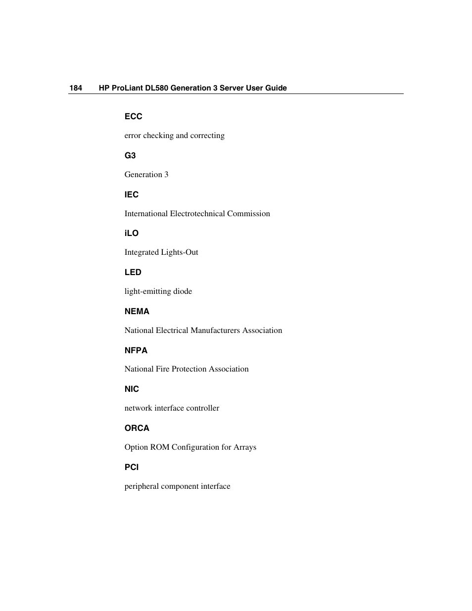 HP ProLiant DL580 G3 Server User Manual | Page 184 / 190