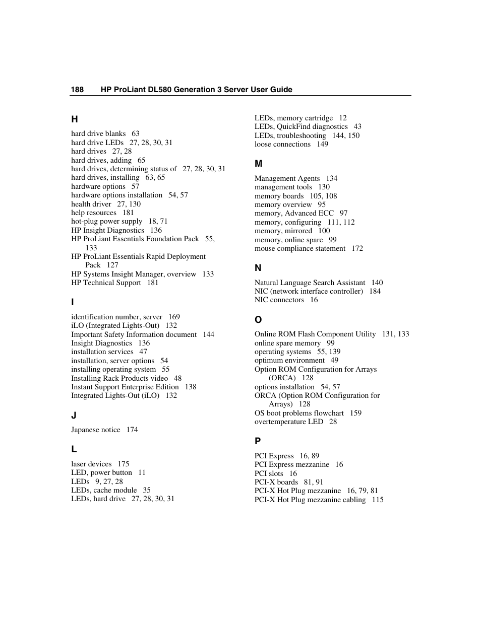 HP ProLiant DL580 G3 Server User Manual | Page 188 / 190