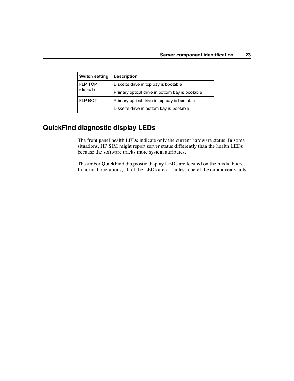 Quickfind diagnostic display leds | HP ProLiant DL580 G3 Server User Manual | Page 23 / 190