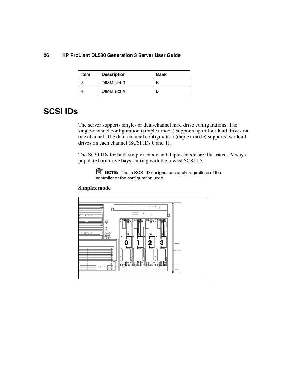 Scsi ids | HP ProLiant DL580 G3 Server User Manual | Page 26 / 190