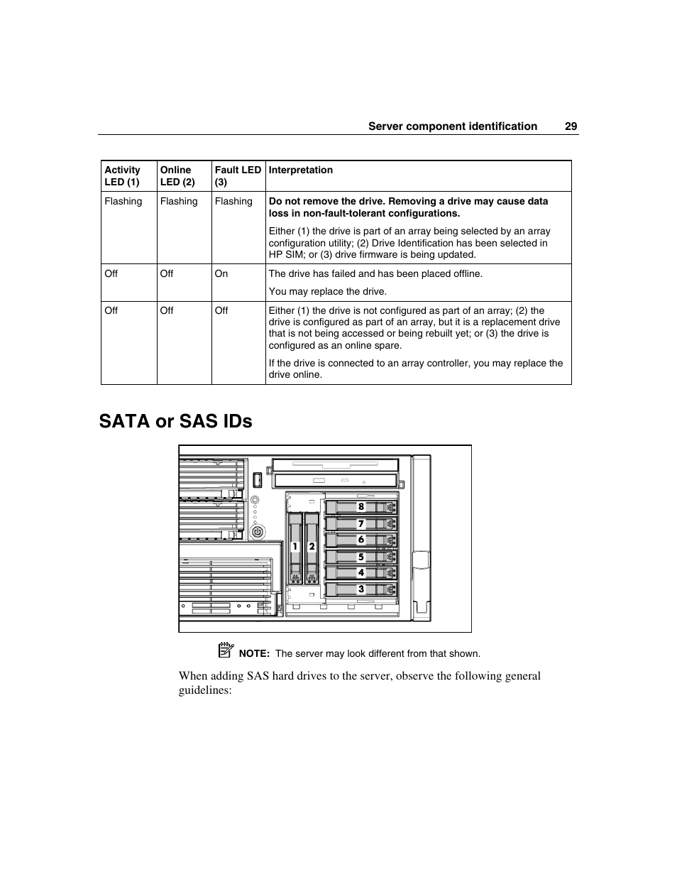 Sata or sas ids | HP ProLiant DL580 G3 Server User Manual | Page 29 / 190