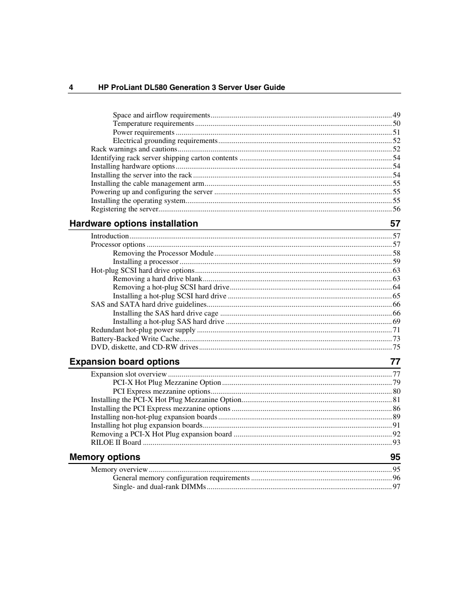 HP ProLiant DL580 G3 Server User Manual | Page 4 / 190