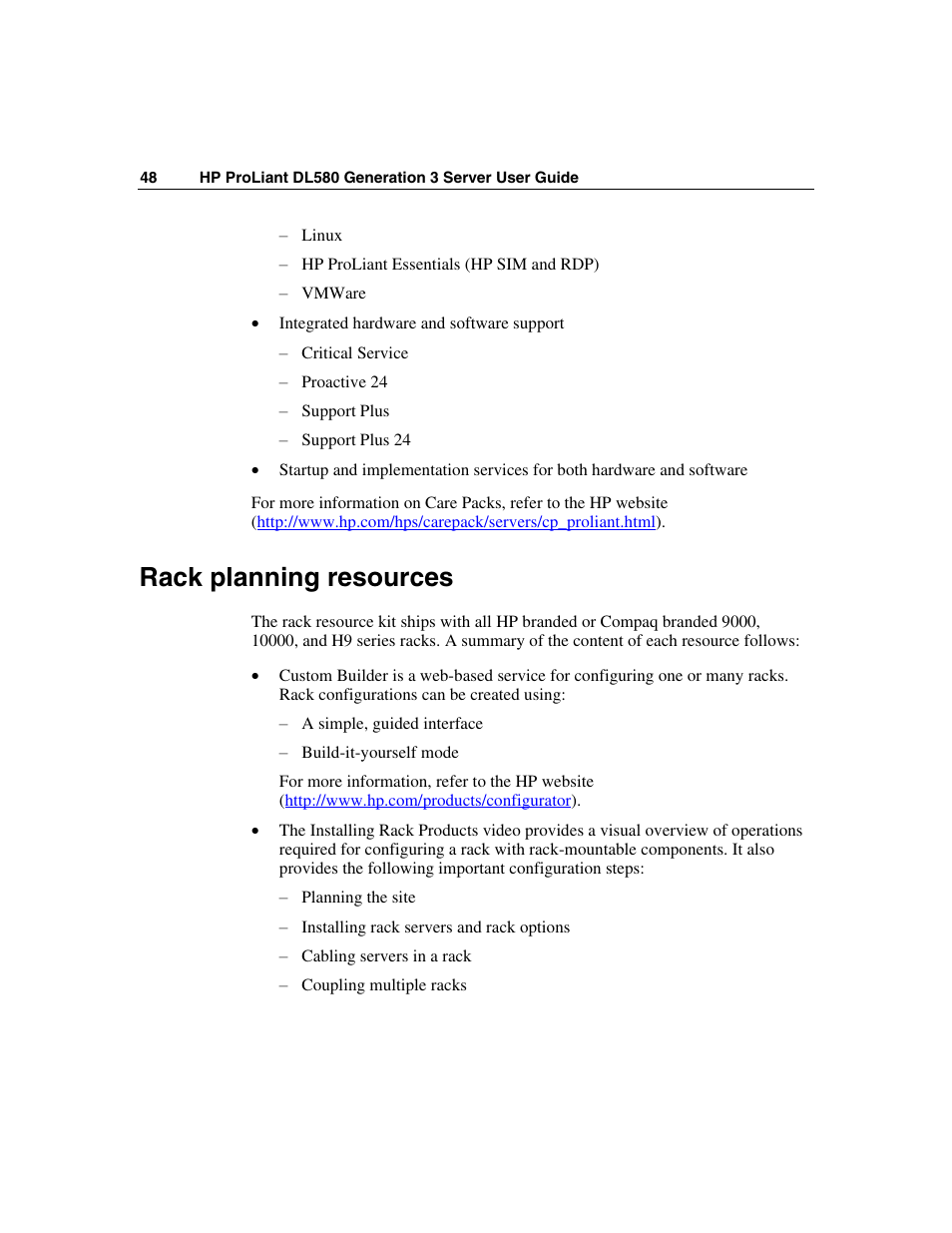 Rack planning resources | HP ProLiant DL580 G3 Server User Manual | Page 48 / 190