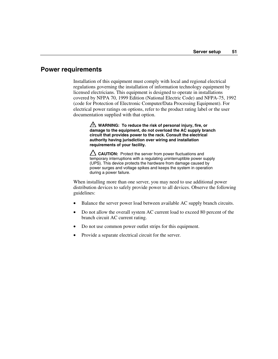 Power requirements | HP ProLiant DL580 G3 Server User Manual | Page 51 / 190