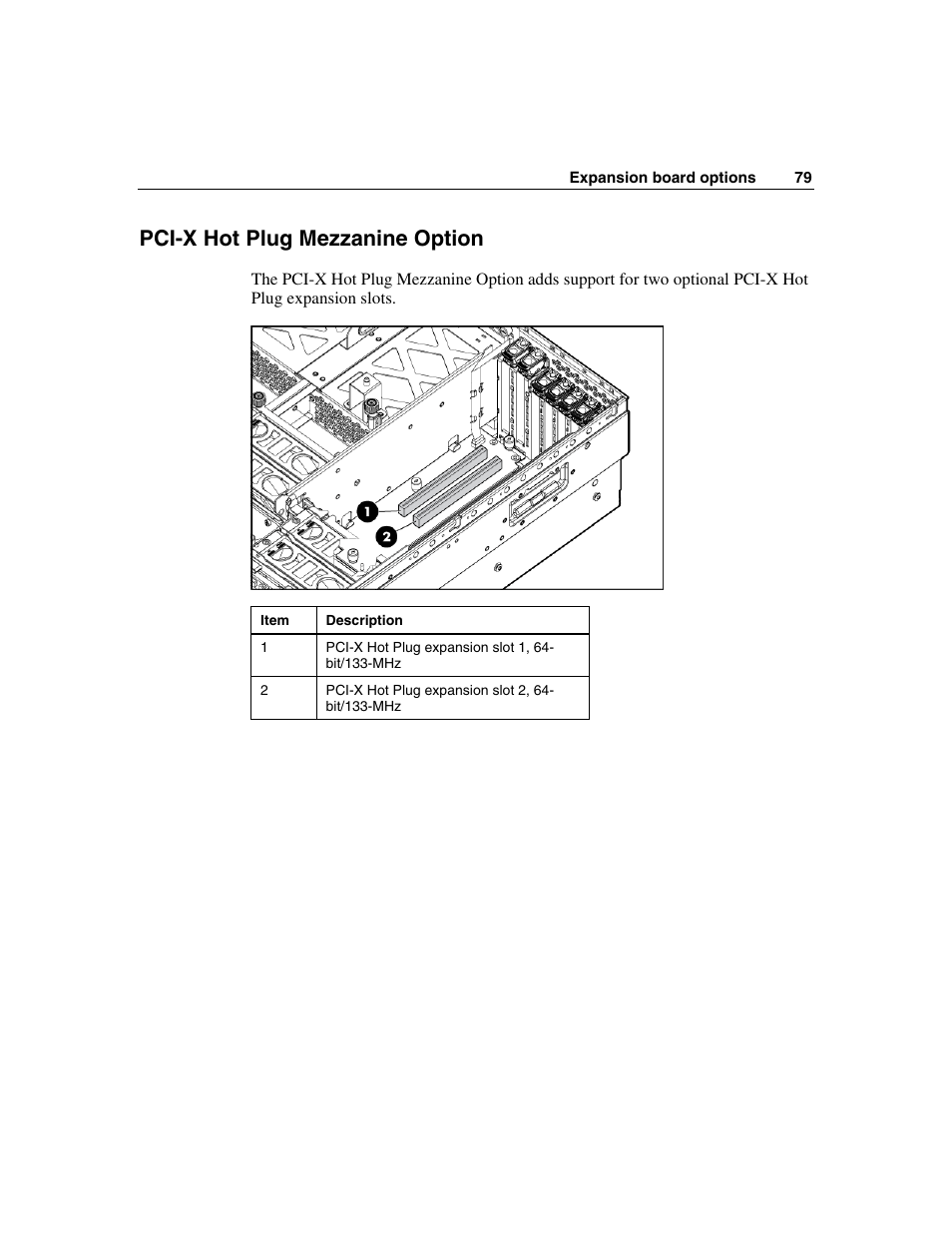 Pci-x hot plug mezzanine option | HP ProLiant DL580 G3 Server User Manual | Page 79 / 190