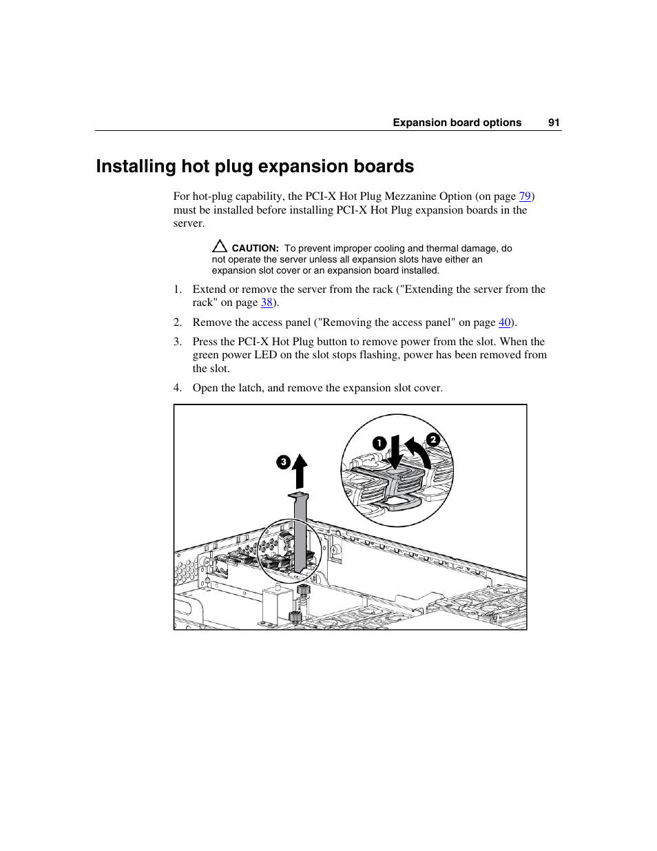 Installing hot plug expansion boards | HP ProLiant DL580 G3 Server User Manual | Page 91 / 190