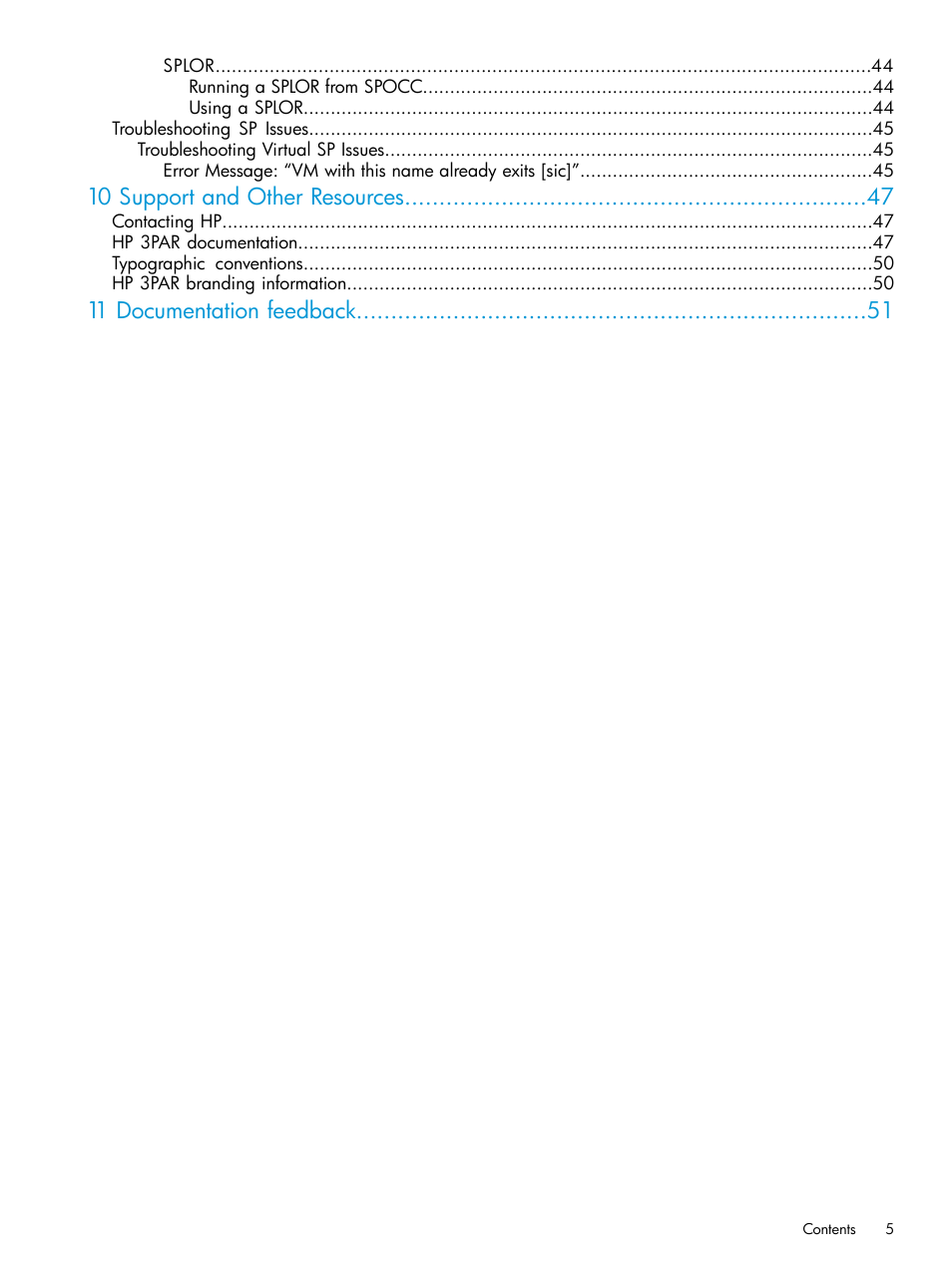 10 support and other resources, 11 documentation feedback | HP 3PAR Service Processors User Manual | Page 5 / 51