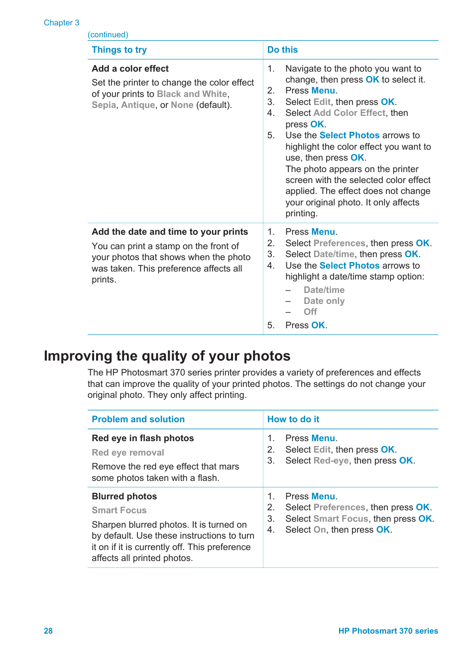 Improving the quality of your photos, The contrast. see, Improving | The quality of your photos | HP Photosmart 375 Compact Photo Printer User Manual | Page 31 / 66