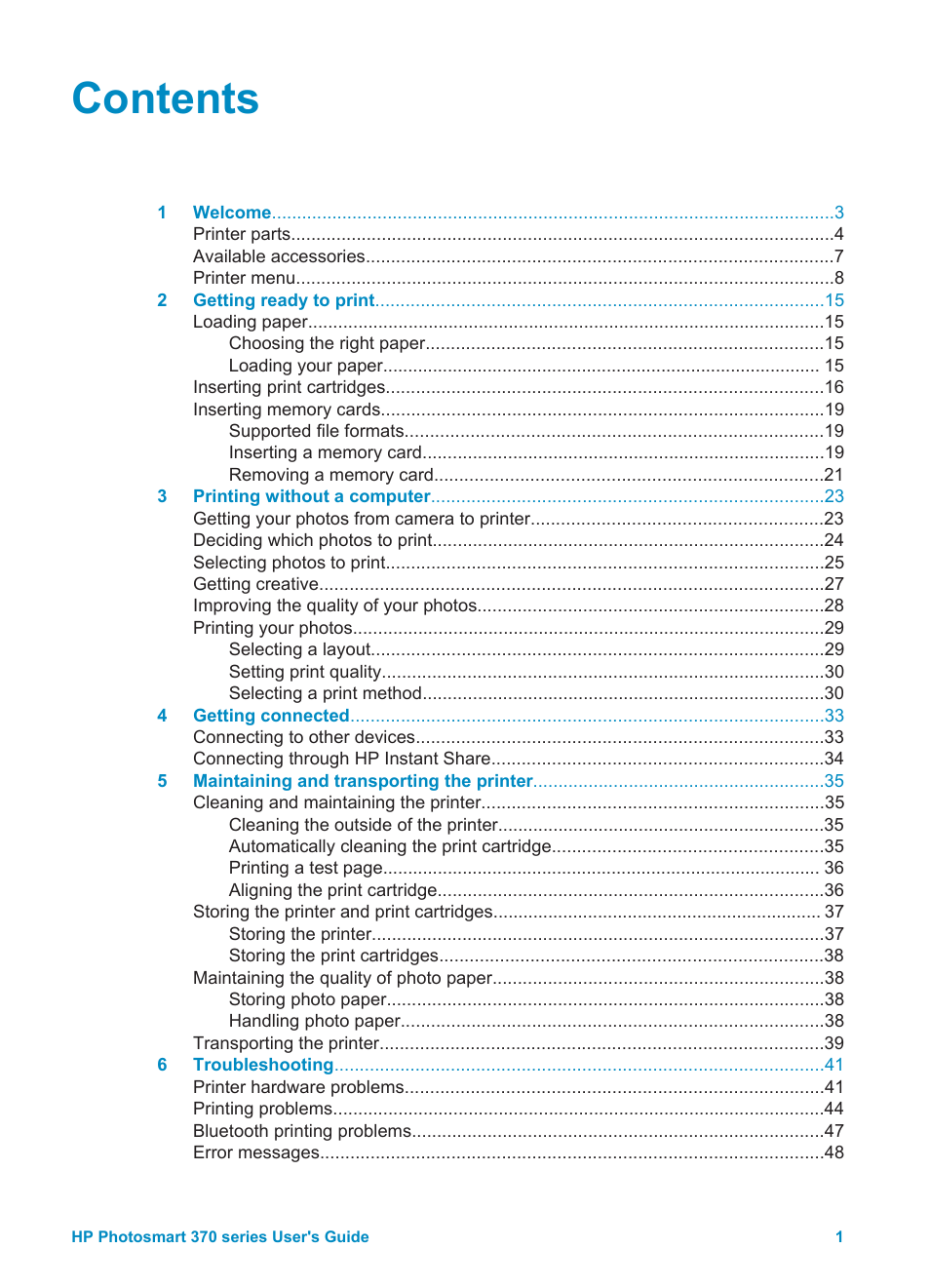 HP Photosmart 375 Compact Photo Printer User Manual | Page 4 / 66