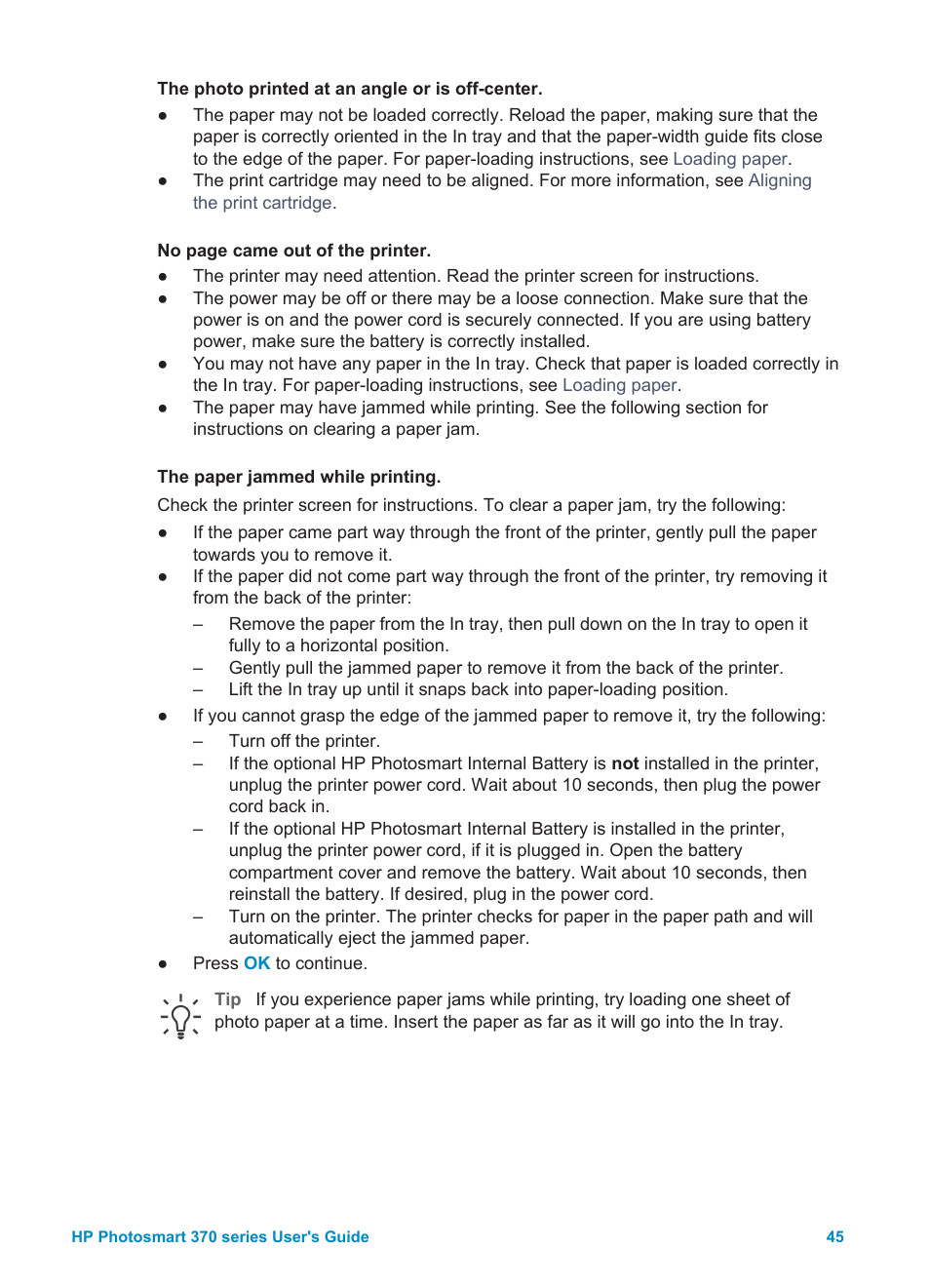 HP Photosmart 375 Compact Photo Printer User Manual | Page 48 / 66