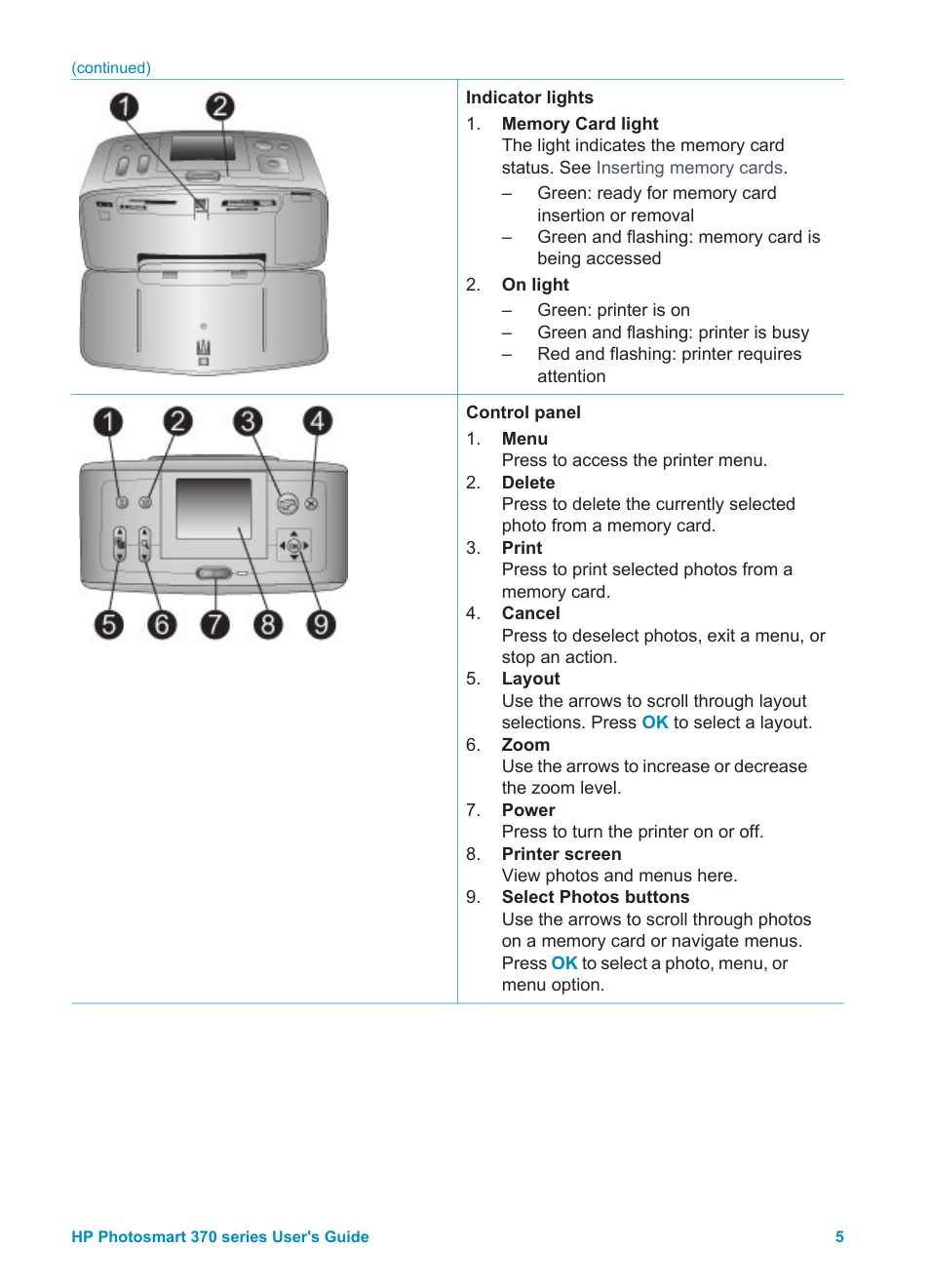 HP Photosmart 375 Compact Photo Printer User Manual | Page 8 / 66