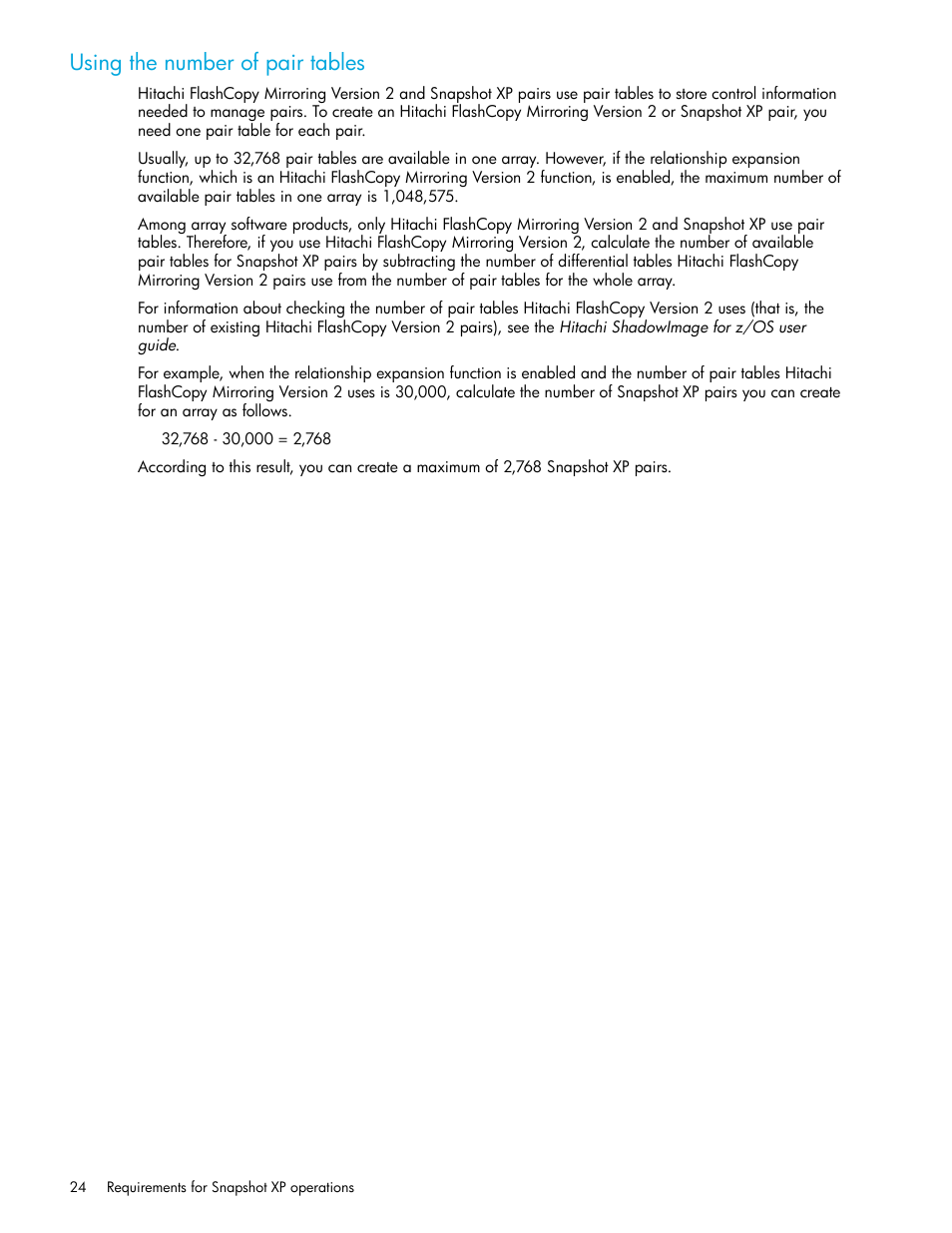 Using the number of pair tables | HP StorageWorks XP Remote Web Console Software User Manual | Page 24 / 74