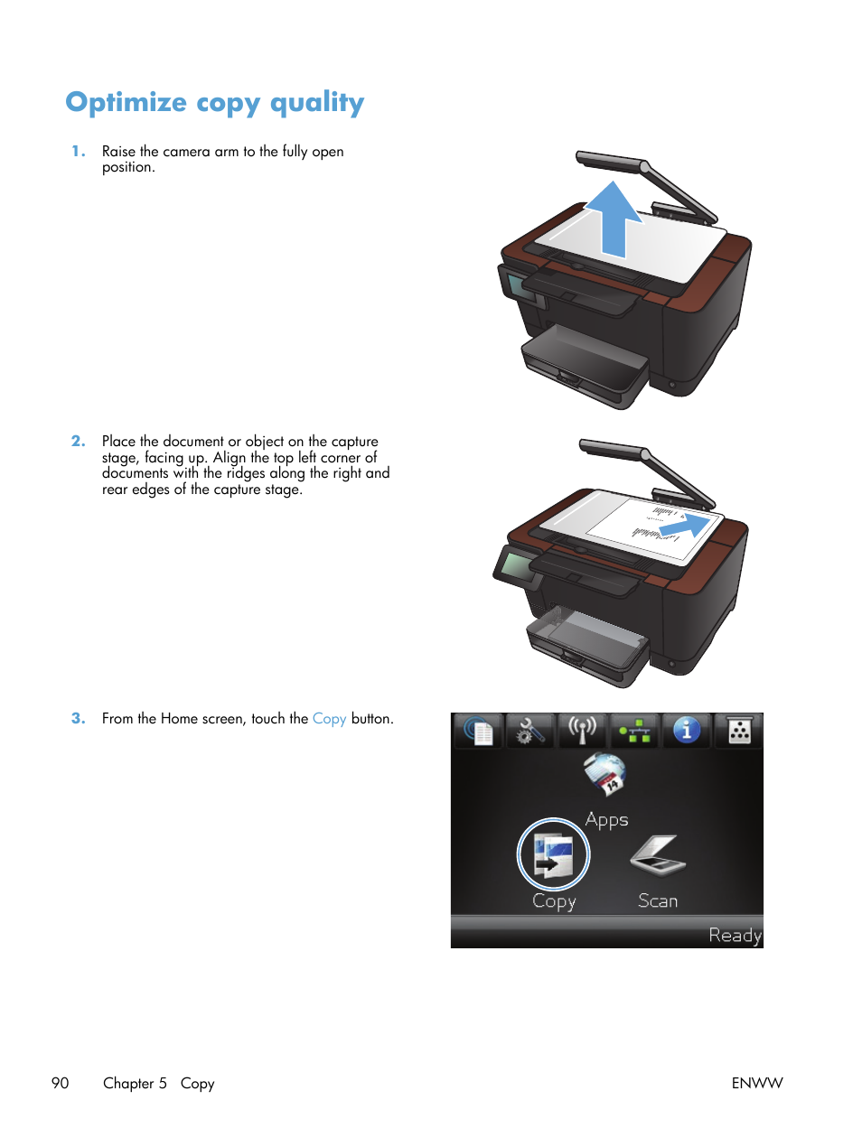 Optimize copy quality | HP TopShot LaserJet Pro M275 MFP User Manual | Page 100 / 206