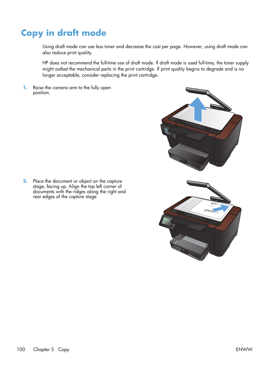 Copy in draft mode | HP TopShot LaserJet Pro M275 MFP User Manual | Page 110 / 206