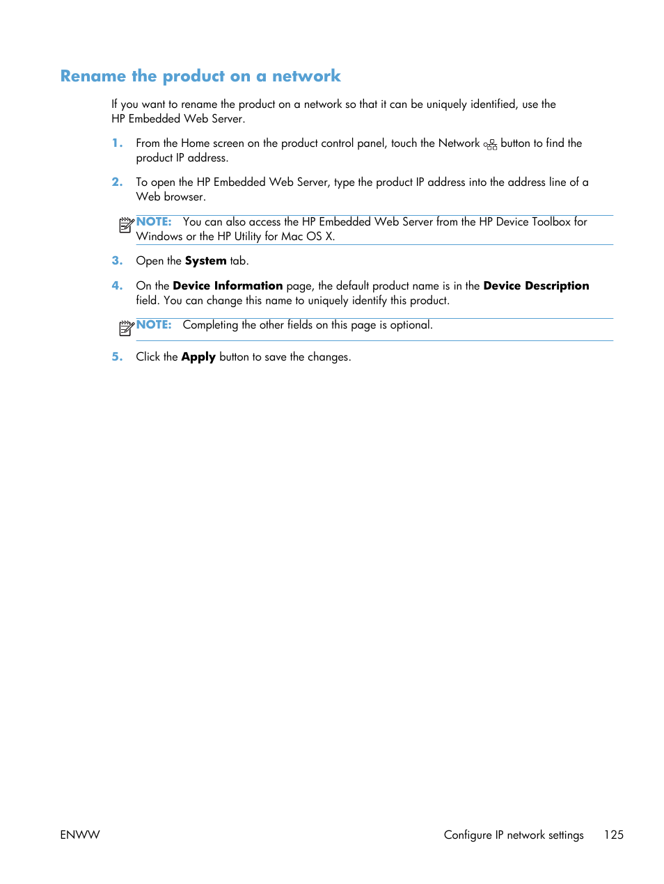 Rename the product on a network | HP TopShot LaserJet Pro M275 MFP User Manual | Page 135 / 206