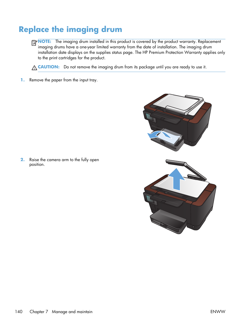 Replace the imaging drum | HP TopShot LaserJet Pro M275 MFP User Manual | Page 150 / 206