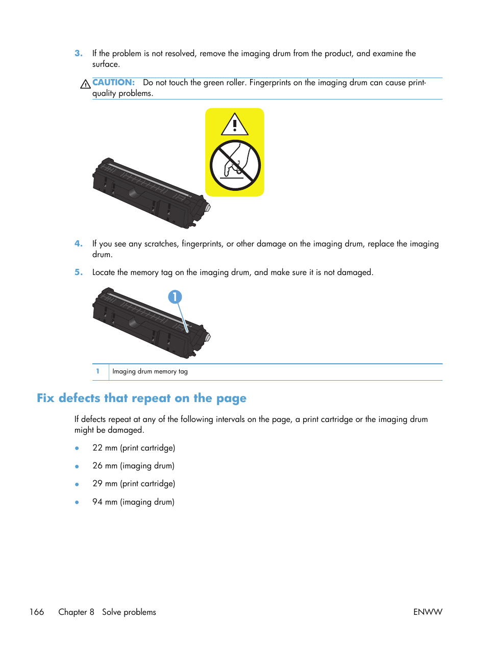 Fix defects that repeat on the page | HP TopShot LaserJet Pro M275 MFP User Manual | Page 176 / 206