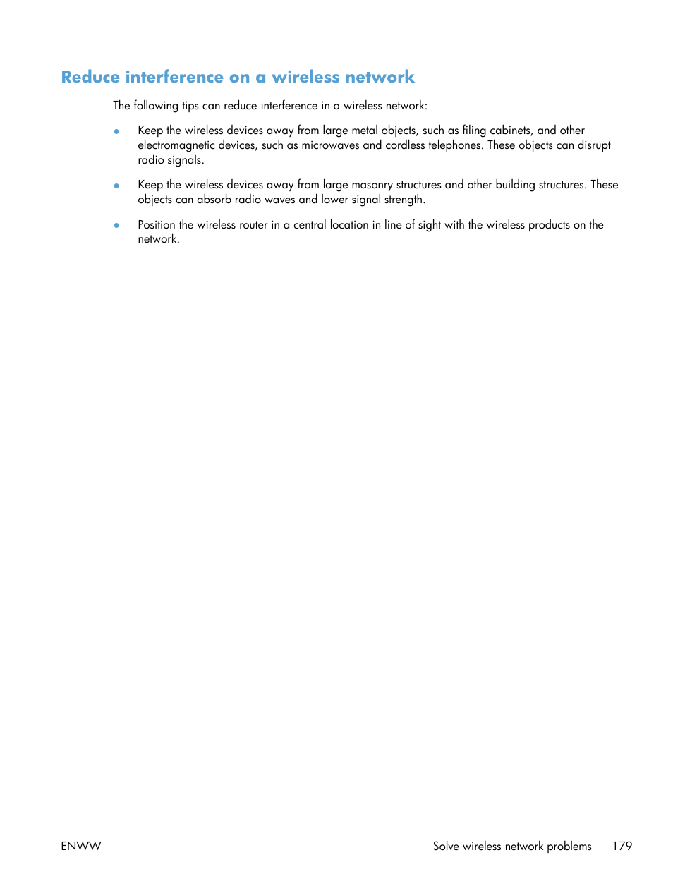 Reduce interference on a wireless network | HP TopShot LaserJet Pro M275 MFP User Manual | Page 189 / 206