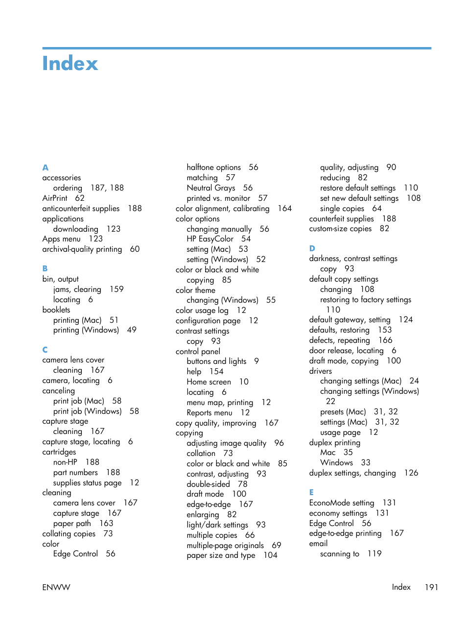 Index | HP TopShot LaserJet Pro M275 MFP User Manual | Page 201 / 206