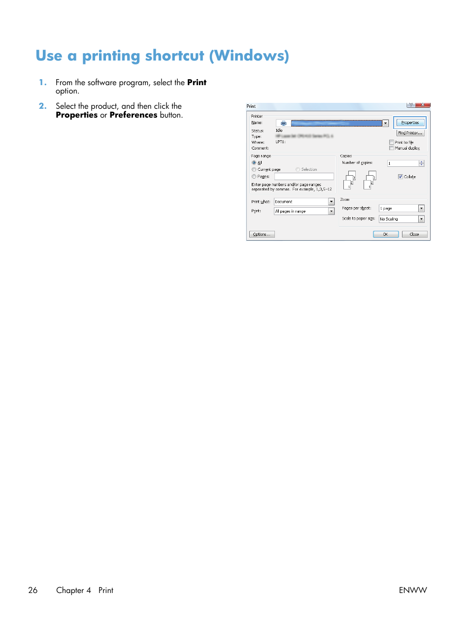 Use a printing shortcut (windows) | HP TopShot LaserJet Pro M275 MFP User Manual | Page 36 / 206