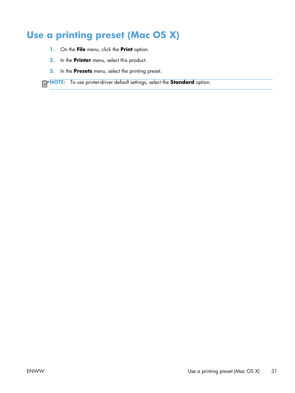 Use a printing preset (mac os x) | HP TopShot LaserJet Pro M275 MFP User Manual | Page 41 / 206