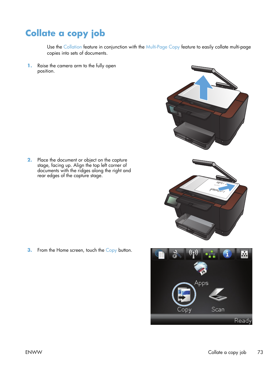 Collate a copy job | HP TopShot LaserJet Pro M275 MFP User Manual | Page 83 / 206