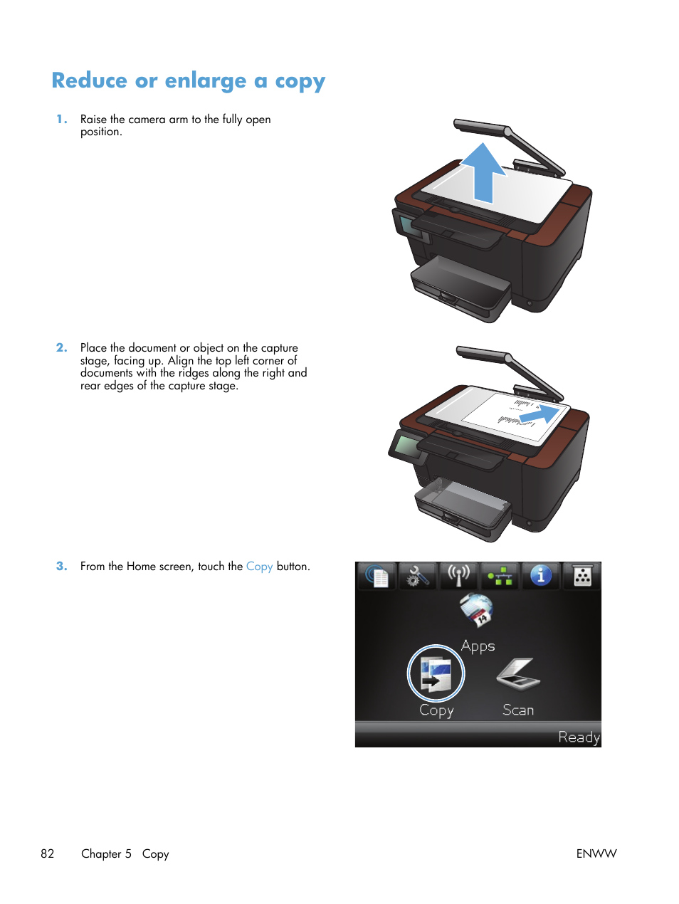 Reduce or enlarge a copy | HP TopShot LaserJet Pro M275 MFP User Manual | Page 92 / 206