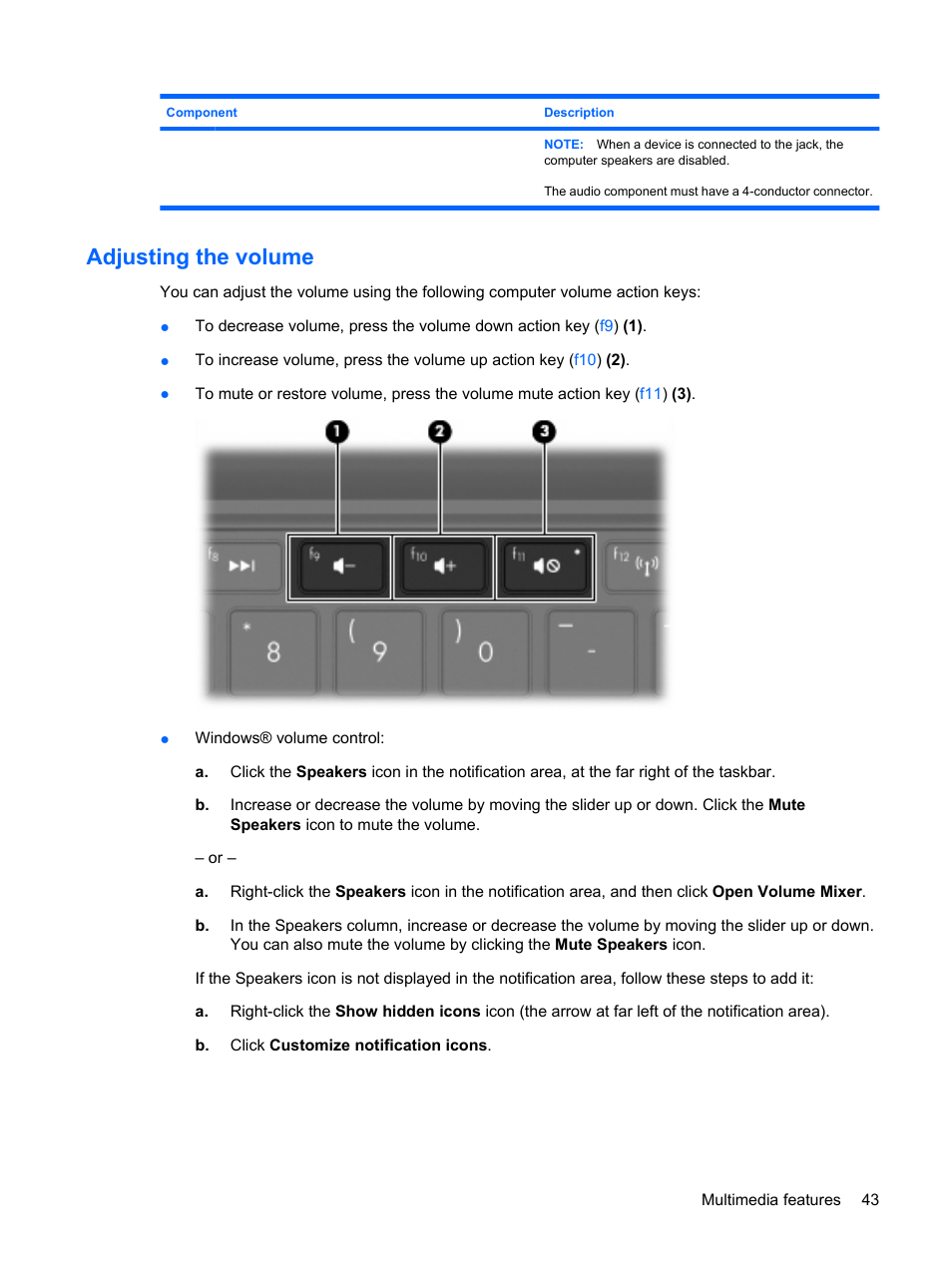 Adjusting the volume | HP Mini 210-1121TU PC User Manual | Page 51 / 92