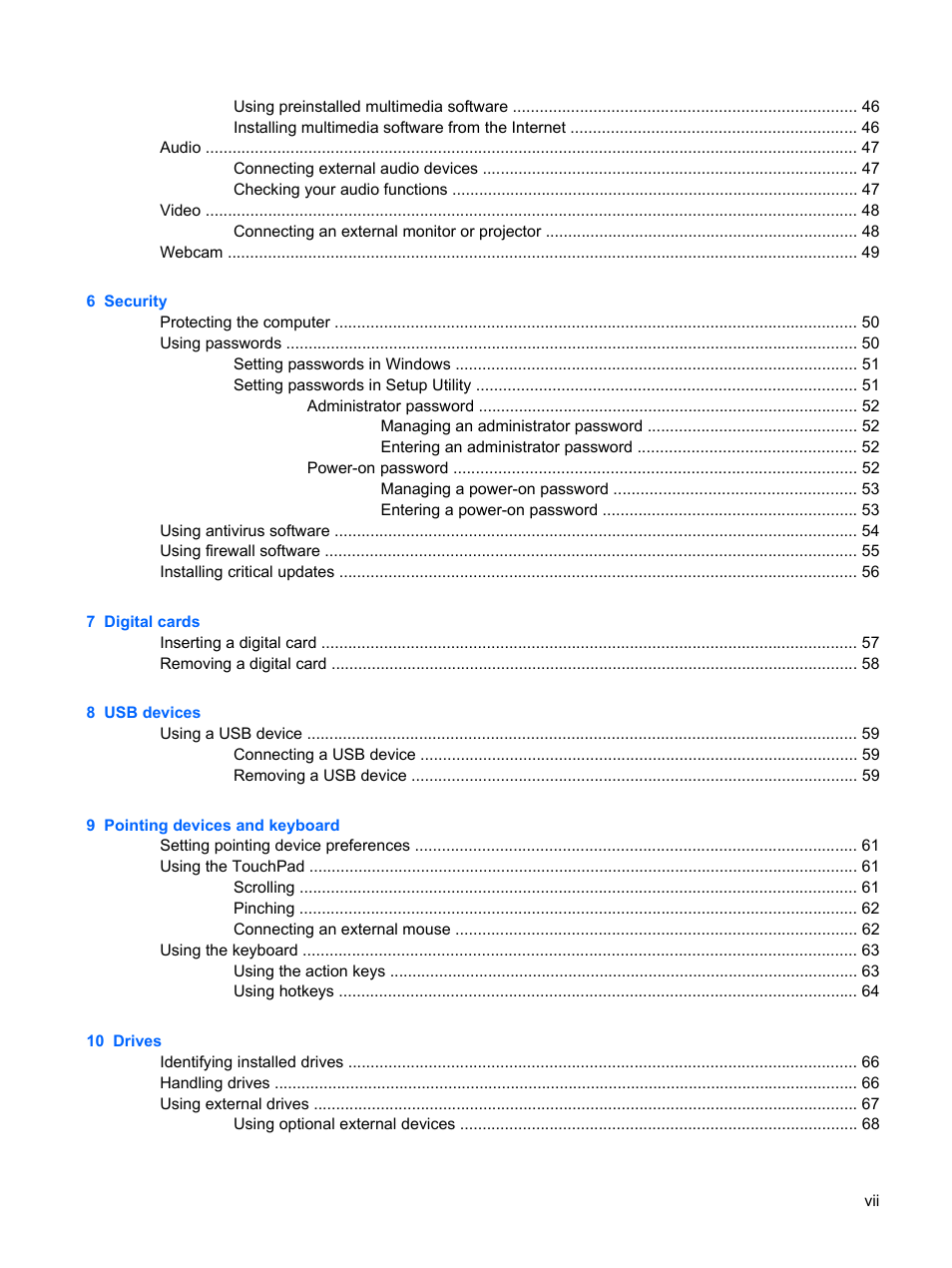 HP Mini 210-1121TU PC User Manual | Page 7 / 92