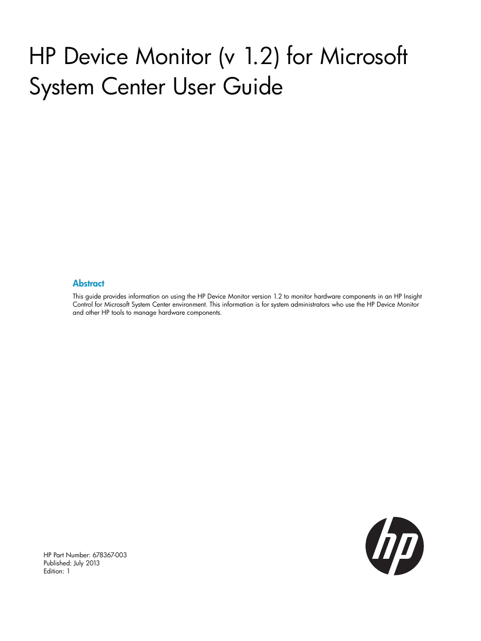 HP OneView for Microsoft System Center User Manual | 34 pages