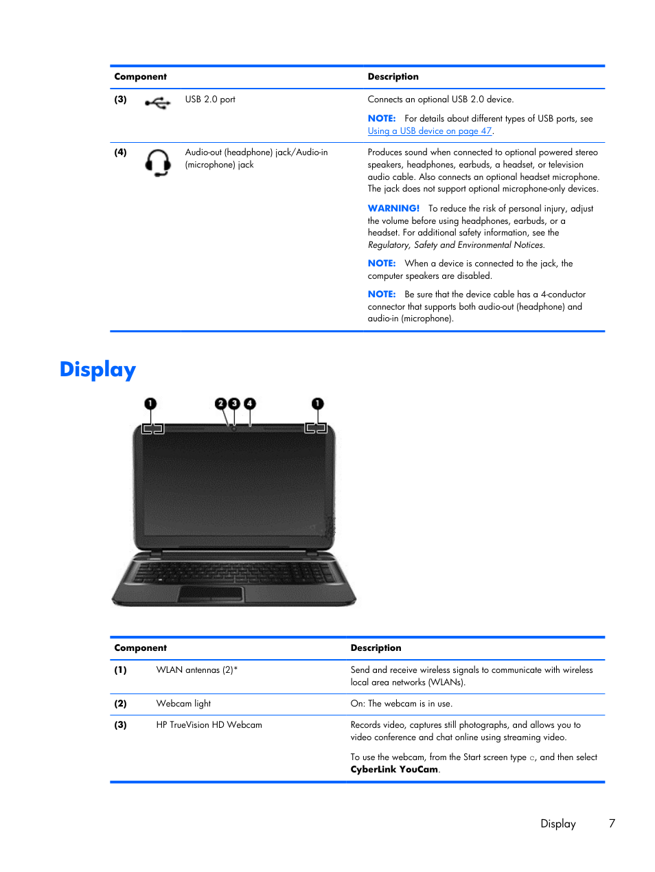 Display | HP Pavilion Sleekbook 15-b041dx User Manual | Page 17 / 86