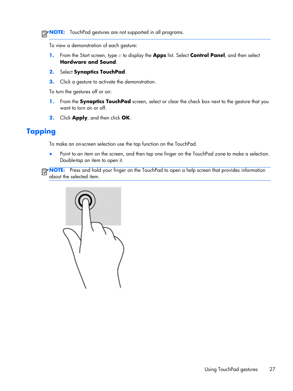 Tapping | HP Pavilion Sleekbook 15-b041dx User Manual | Page 37 / 86