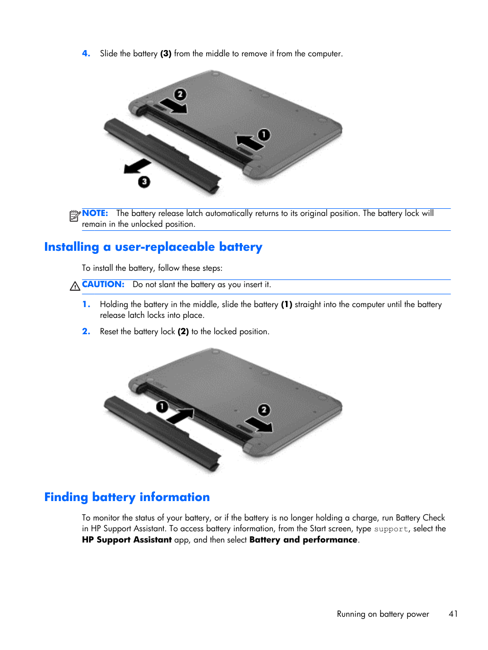 Installing a user-replaceable battery, Finding battery information | HP Pavilion Sleekbook 15-b041dx User Manual | Page 51 / 86